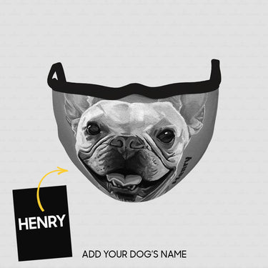 Personalized Dog Gift Idea - Smiley Bull Dog With No Color For Dog Lovers - Cloth Mask